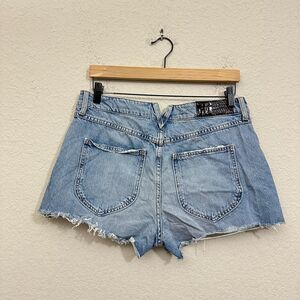 SPRWMN Los Angeles Distressed Cut-Off Denim Shorts w V-Back Waist